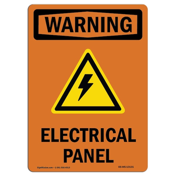 Safety Sign, OSHA WARNING, 5" Height, Electrical Panel, Portrait, 10PK